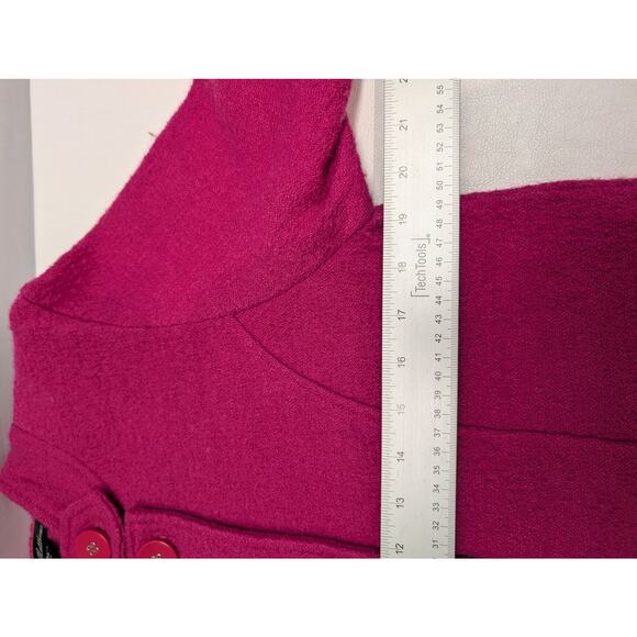 Linda Matthews Vintage 100% Wool Pink Double Breasted Cardigan Coat Jacket Large - Picture 7 of 10